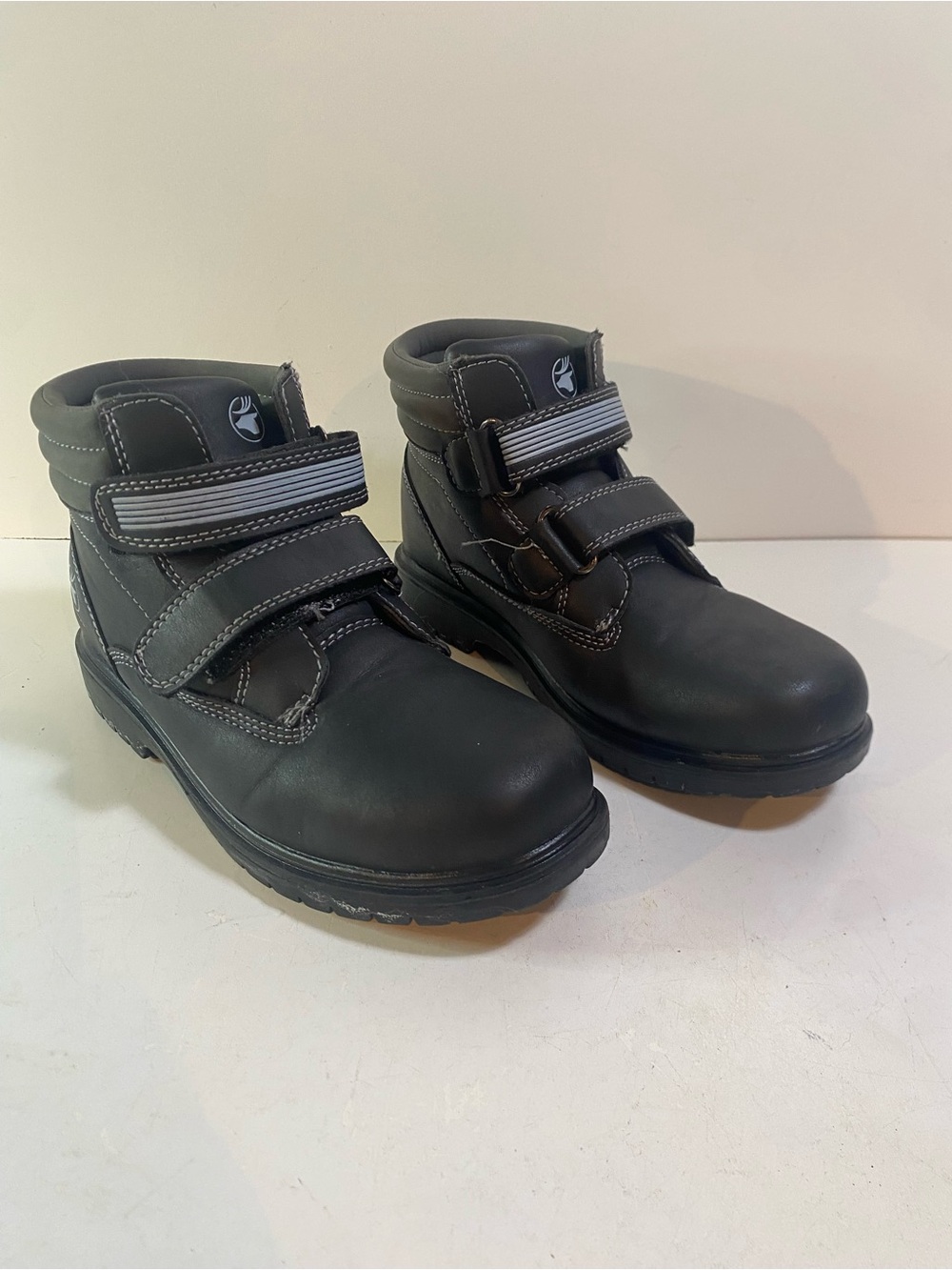 Deer Stags Marker Waterproof Black Work Boots With Dual Hook & Loop Straps  3.5